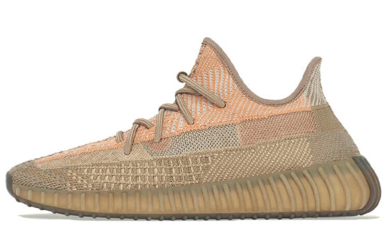 adidas originals Yeezy Boost 350 V2 天使 "Sand Taupe" 低帮 运动休闲鞋 男女同款 脏橙 鞋带反光版