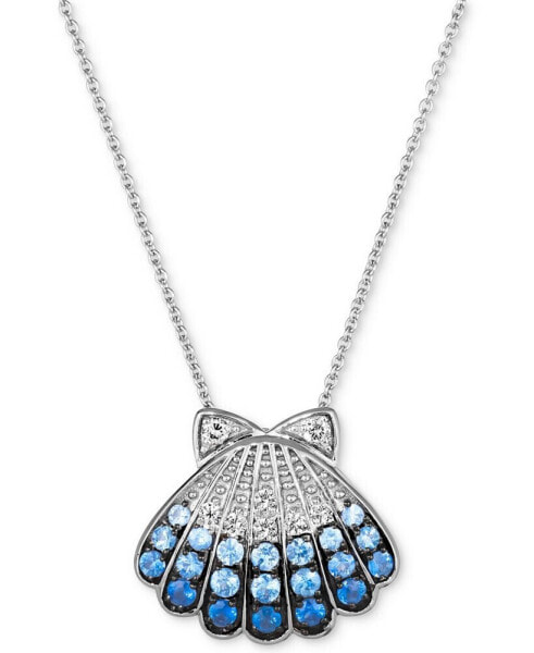 Le Vian multi-Sapphire (5/8 ct. t.w.) & Nude Diamond (1/20 ct. t.w.) Shell Pendant Necklace in 14k White Gold, 18" + 2" extender