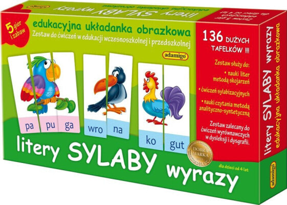 Adamigo Litery Sylaby Wyrazy - Edukacyjna Układanka Obrazkowa