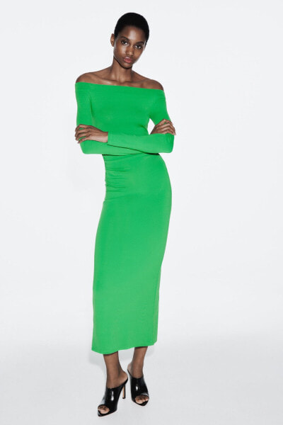 Off-the-shoulder polyamide dress