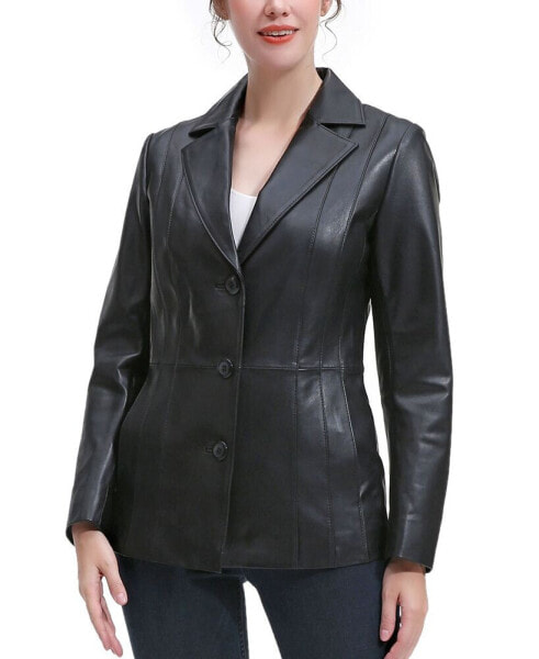 Petite Reyna Leather Blazer Jacket