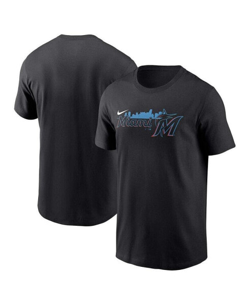 Men's Black Miami Marlins Local Team Skyline T-shirt