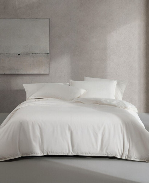 Naturals Solid Cotton Tencel 3 Piece Duvet Cover Set, Queen