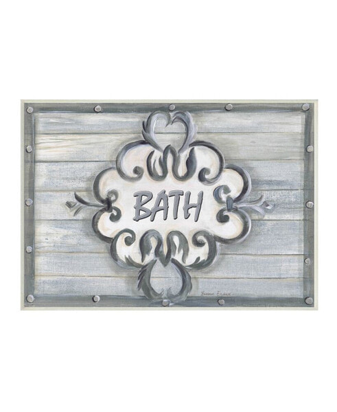 Bath Gray Bead Board with Scroll Bathroom Wall Plaque Art, 10" x 15"