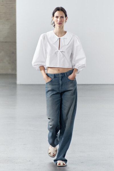 Zw collection cropped poplin blouse