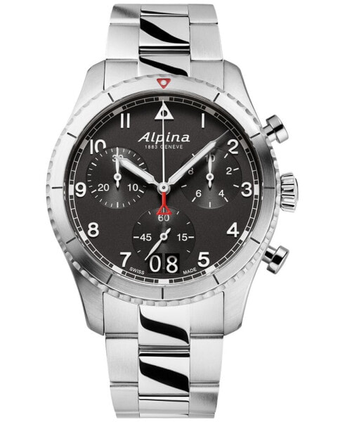 Men's Swiss Chronograph Startimer Pilot Stainless Steel Bracelet Watch 44mm