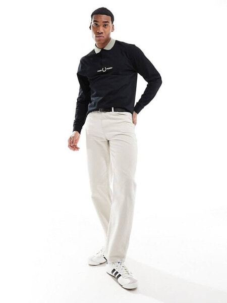 Fred Perry logo contrast collar polo in black