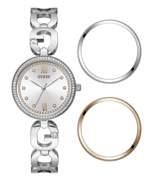 Часы и аксессуары Guess Женские аналоговые наручные часы из стали серебристого цвета 30 мм с 3 кольцами на циферблате
