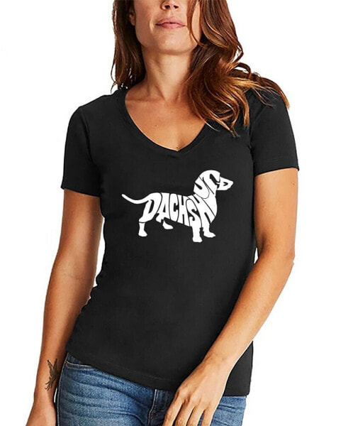 Women's Dachshund Word Art V-Neck T-shirt