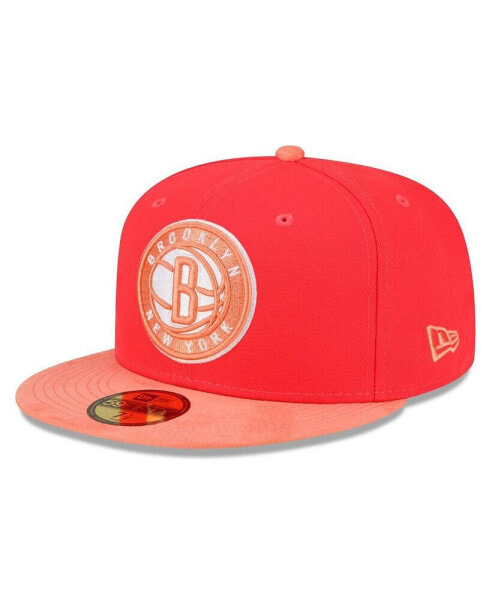 Бейсболка New Era мужская с красно-персиковым оттенком "Brooklyn Nets Tonal 59FIFTY"