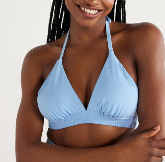 Time and Tru Braided Halter Swim Top Women's XL Sky Blue Nylon Wire-Free Solid