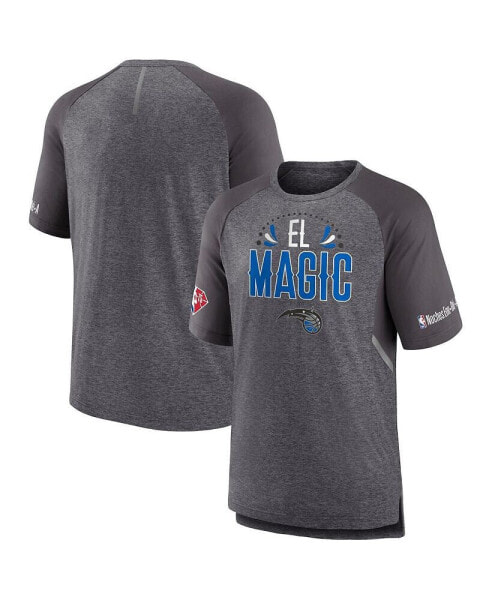 Men's Heathered Gray Orlando Magic 2022 Noches Ene-Be-A Core Shooting Raglan T-shirt