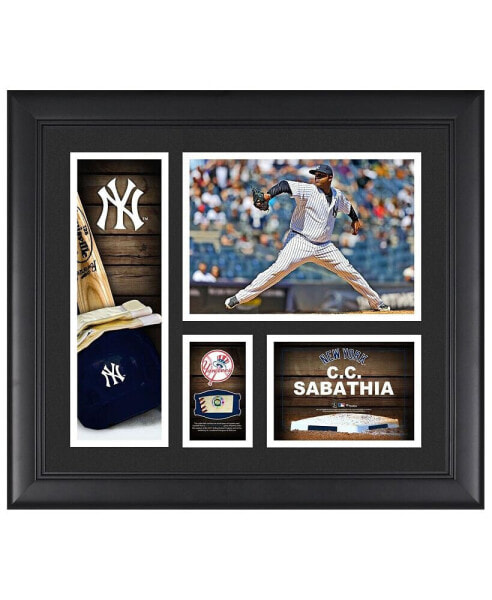 CC Sabathia New York Yankees Framed 15" x 17" Player Collage with a Piece of Game-Used Ball