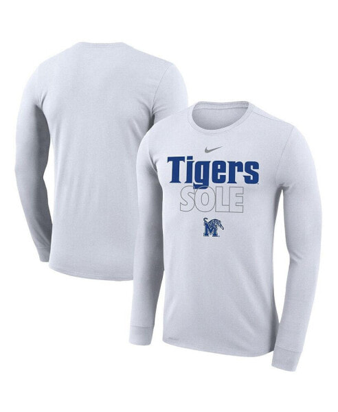 Men's White Memphis Tigers On Court Bench Long Sleeve T-shirt