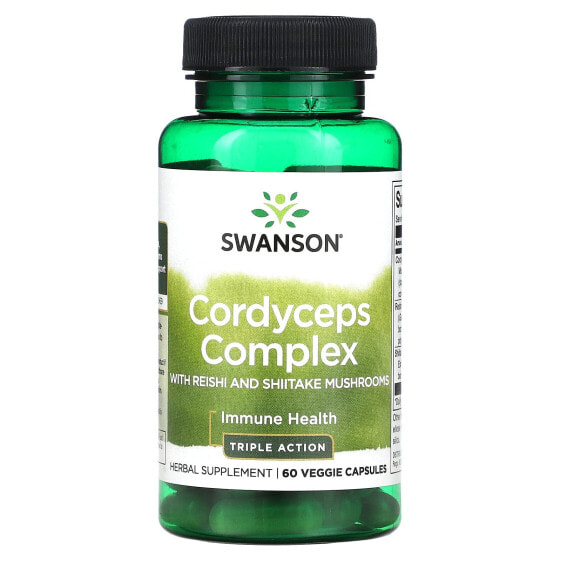 Swanson, Комплекс кордицепса с грибами рейши и шиитаке, 60 растительных капсул
