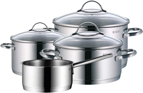 WMF Provence Plus 5-Piece Cookware Set with Glass Lids, Polished Cromargan Stainless Steel Cooking Pots & Saucepan