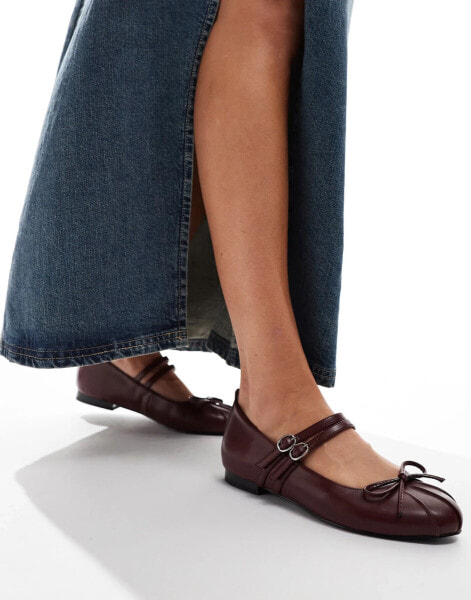 RAID Idol mary jane ballet flats in burgundy