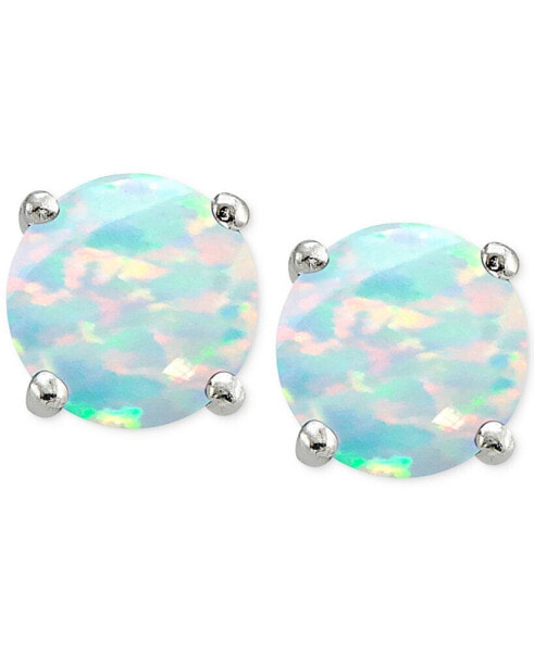 Cubic Zirconia Synthetic Opal Stud Earrings in Sterling Silver, Created for Macy's