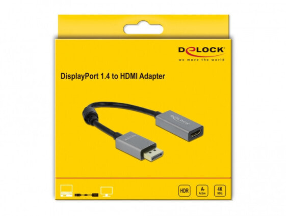 Кабель DisplayPort - HDMI Type A (стандарт) - Delock 0.2 м - Мужской - Женский - 3840 x 2160 пикселей