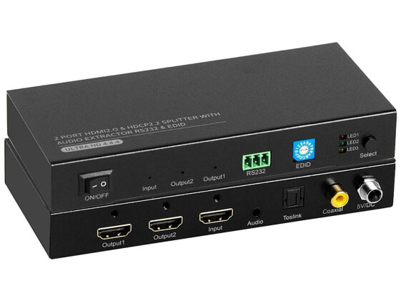 BYTECC HM2-SP102EA HDMI 2.0 & HDCP 2.2, 1x2 HDMI Splitters with EDID & RS232 and