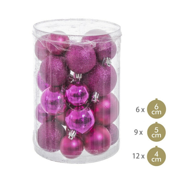 Christmas Baubles Fuchsia Plastic Glitter 12,5 x 12,5 x 27 cm (27 Units)