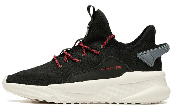 Беговые кроссовки Anta Running Shoes 112018842-1, черные, простые и удобные, с демпфированием, противоскользящие, износостойкие, низкие.