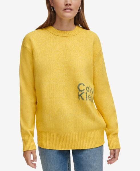 Women's Intarsia Logo Oversized Crewneck Sweater