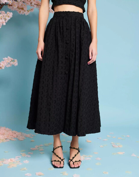 Sister Jane jacquard maxi skirt co-ord in black