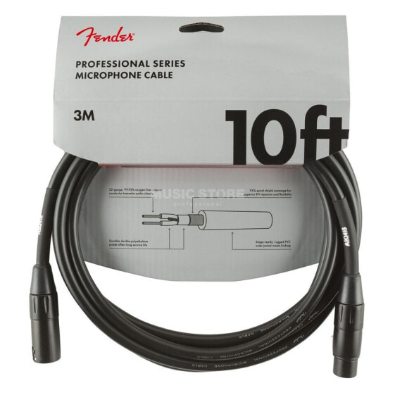 Fender Professional Mircrophone Cable BLK 3 m