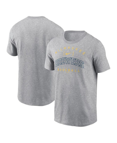 Men's Heather Gray Milwaukee Brewers Home Team Athletic Arch T-Shirt