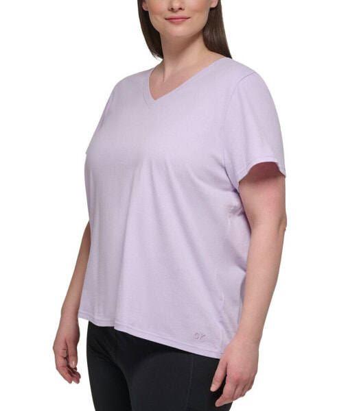 Plus Size Cotton V-Neck Short-Sleeve T-Shirt