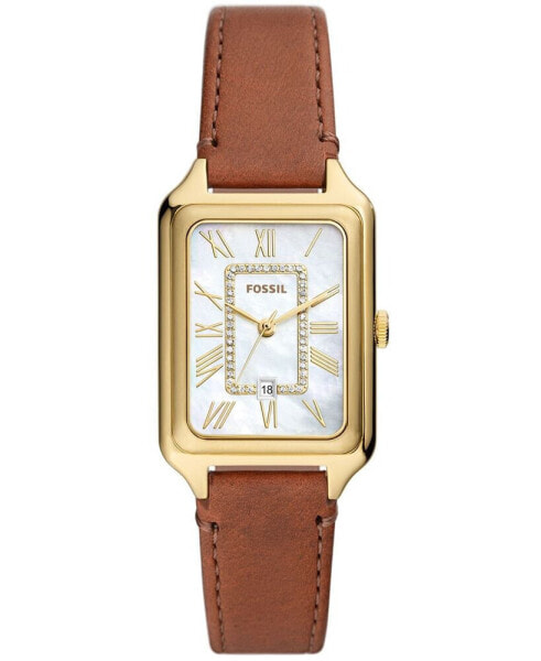 Women's Raquel Three-Hand Date Medium Brown Genuine Leather Watch, 26mm