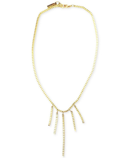 Gold-Tone Box Chain Fringe Statement Necklace, 16" + 1" extender