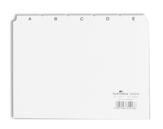 Durable Guide Card Sets with printed A-Z Tabs A5 - Alphabetic tab index - PVC - White - Landscape - A5 - 0.3 mm