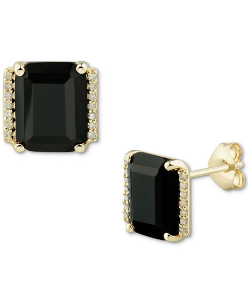 Серьги Macy's Onyx & Diamond Studs Gold