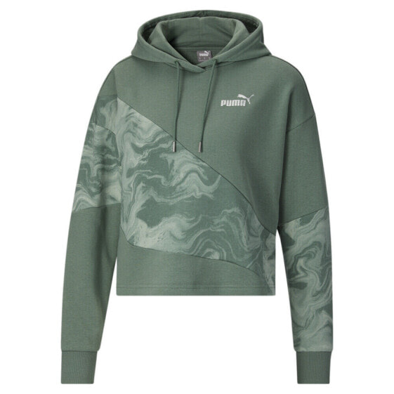 Puma Power Cat Marbleized Pullover Hoodie Womens Green Casual Outerwear 67720544