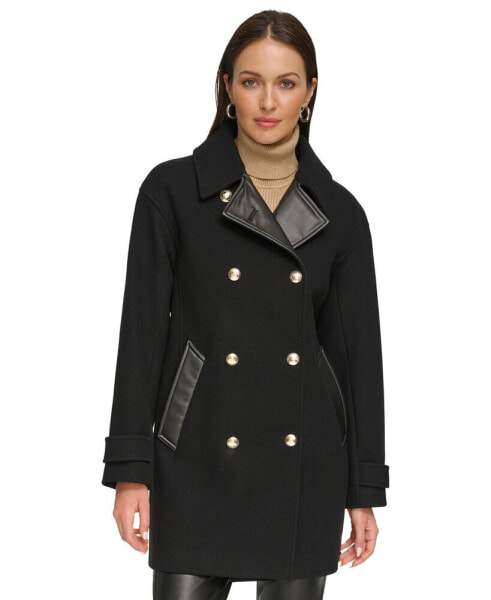 Women's Double-Breasted Wool Blend Coat