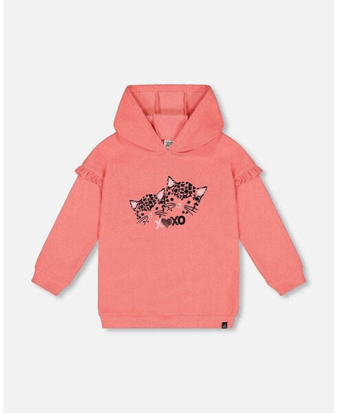 Toddler Girls Super Soft Hooded Tunic With Frill Coral - Toddler|Child