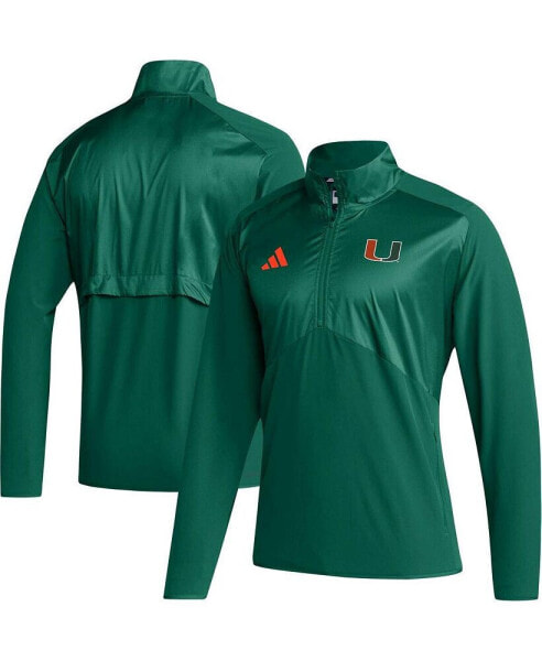 Куртка с четвертью молнии adidas Men's Зеленая Miami Hurricanes AEROREADY Raglan Sleeve