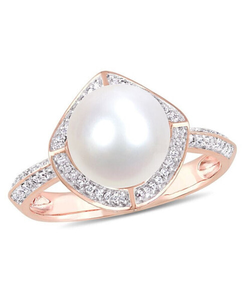 Freshwater Cultured Pearl (8.5-9mm) and Diamond (1/4 ct. t.w.) Vintage Halo Ring in 10k Rose Gold