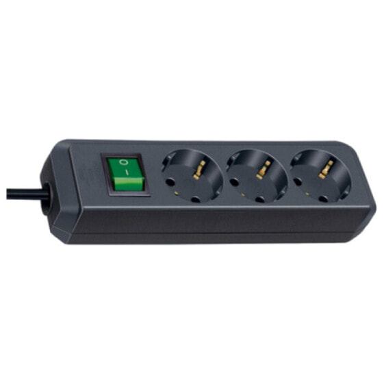 Brennenstuhl Eco-Line with switch and 1,5 mm² Ø cable - 5 m - 3 AC outlet(s) - Black - Black