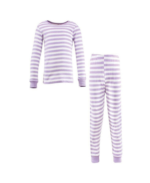 Пижама Hudson Baby Cotton Pajama Set, Lilac Stripe