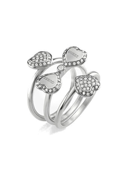 Triple steel ring for good luck Fine Heart JUBR01428JWRH