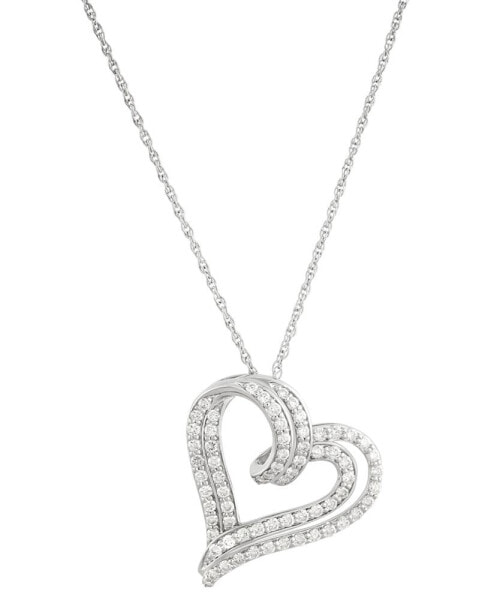 Lab Grown Diamond Double Heart Pendant Necklace (1 ct. t.w.) in Sterling Silver, 16" + 2" extender