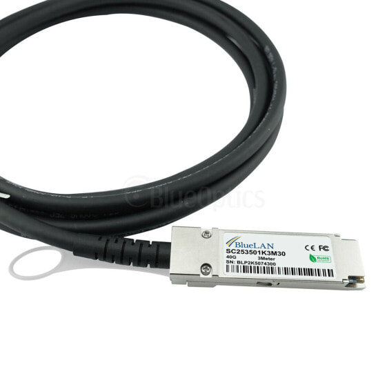 BlueOptics Q-4S-DAC-3M-PT-BL - 3 m - QSFP - 4xSFP+ - Male/Male - Orange - 40 Gbit/s