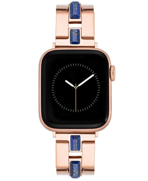 Women's Rose Gold-Tone Alloy with Blue Lapis Gemstone Accents Link Bracelet Compatible with 42mm/44mm/45mm/Ultra/Ultra 2 Apple Watch