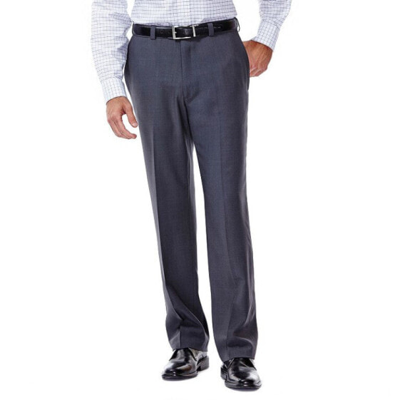 Haggar ECLo Stria Classic Fit Pleated Dress Pants Medium Grey no cuffs 30Wx30L