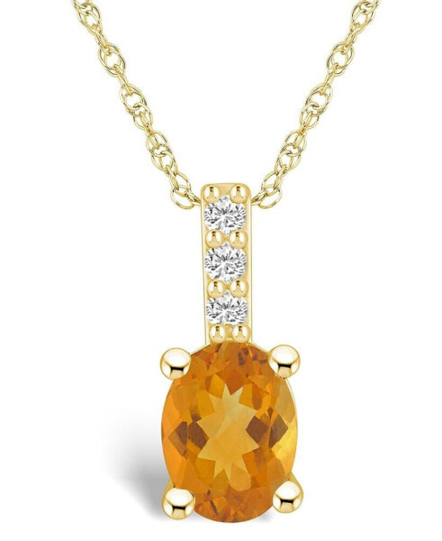 Citrine (1-1/5 Ct. T.W.) and Diamond Accent Pendant Necklace in 14K Yellow Gold