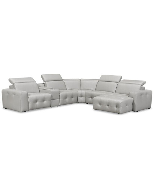 CLOSEOUT! Haigan 6-Pc. Leather Chaise Sectional Sofa with 2 Power Recliners, Created for Macy's
