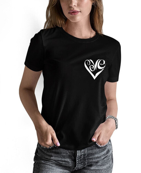 Women's Word Art Script Heart T-Shirt